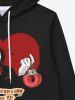 Gothic Handcuff Magician Heart Letters Print Valentines Pocket Drawstring Fleece Lining Pullover Hoodie For Men -  