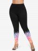 Plus Size Galaxy Ombre Sparkling Sequin Glitter 3D Print Leggings -  