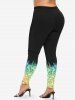 Plus Size Galaxy Ombre Sparkling Sequin Glitter 3D Print Leggings -  