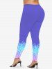 Plus Size Galaxy Ombre Sparkling Sequin Glitter 3D Print Leggings -  