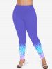 Plus Size Galaxy Ombre Sparkling Sequin Glitter 3D Print Leggings -  