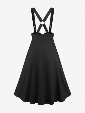 Gothic Plus Size Buckle Grommets Crisscross Ruffles Layered Suspender Skirt