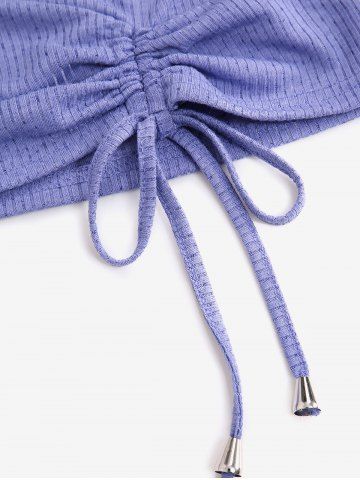 Plus Size Tie Dye Colorblock Ruffles Ruched Hot Stamping Glitter Cami Top and Cinched Textured Ribbed T-shirt