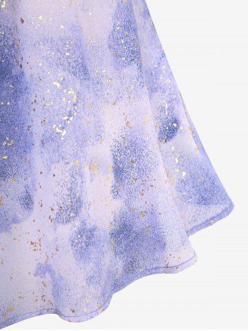 Plus Size Tie Dye Colorblock Ruffles Ruched Hot Stamping Glitter Cami Top and Cinched Textured Ribbed T-shirt