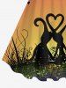 Gothic Moon Lovers Heart Grass Galaxy Printed Valentines Ombre A Line Tank Dress -  