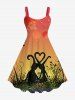 Gothic Moon Lovers Heart Grass Galaxy Printed Valentines Ombre A Line Tank Dress -  