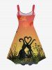 Gothic Moon Lovers Heart Grass Galaxy Printed Valentines Ombre A Line Tank Dress -  