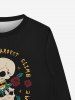 Gothic Valentine's Day Skull Rose Flowers Print Crew Neck Sweatshirt For Men -  