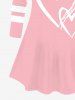 Plus Size Valentine's Day Heart Colorblock Print Long Sleeve Top -  