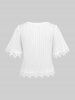 Plus Size Floral Applique Trim Pointelle Textured Solid Open Front Cardigan -  
