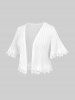 Plus Size Floral Applique Trim Pointelle Textured Solid Open Front Cardigan -  