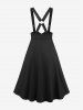 Plus Size Buckle Grommets Crisscross Ruffles Layered Suspender Skirt -  