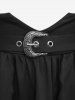 Plus Size Buckle Grommets Crisscross Ruffles Layered Suspender Skirt -  