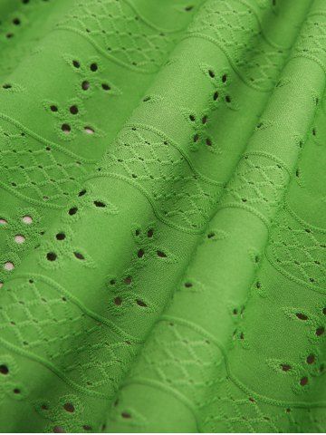 Plus Size Heart Chain Panel Ruffles Surplice Broderie Anglaise Hollow Out Top