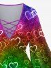 Plus Size Flare Sleeves Heart Ombre Colorblock Print Valentines Lattice Top -  