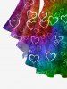 Plus Size Flare Sleeves Heart Ombre Colorblock Print Valentines Lattice Top -  