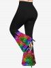 Pantalon Evasé Ombré Cœur Imprimé en Blocs de Couleurs Grande Taille - Multi-A XS