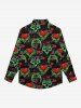 Gothic Valentine's Day Heart Skeleton Claw Print Button Down Shirt For Men -  