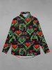 Gothic Valentine's Day Heart Skeleton Claw Print Button Down Shirt For Men -  