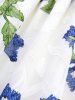 Chemise Fleurie Feuille Gaufrée Texturée à Manches Evasées en Mousseline de Grande Taille - Blanc L | US 12
