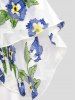 Chemise Fleurie Feuille Gaufrée Texturée à Manches Evasées en Mousseline de Grande Taille - Blanc L | US 12
