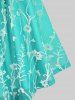 Plus Size Floral Flocking Mesh Surplice Bowknot Buttons Chains Panel  Ruched Ruffles Lace Trim Tie 2 In 1 Top -  