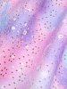 Haut Tordu Evidé Ombré Lune Etoile Galaxie Imprimés de Grande Taille - Pourpre  L | US 12