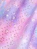 Plus Size Ombre Tie Dye Galaxy Moon Star Print Twist Chains Hollow Out Cold Shoulder Top -  
