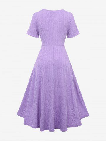 Plus Size Lace Trim Ruched Flower Print Mesh Patchwork Moon Buckle Belted High Low 2 In 1 Dress