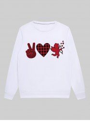 Sweat-shirt à Doublure en Molleton Imprimé Geste de la Victoire Cœur Style Gothique pour Homme - Blanc XL