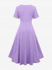 Plus Size Lace Trim Ruched Flower Print Mesh Patchwork Moon Buckle Belted High Low 2 In 1 Dress -  