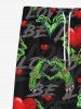 Gothic Valentine's Day Heart Claw Print Wide Leg Drawstring Sweatpants For Men -  