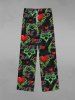 Gothic Valentine's Day Heart Claw Print Wide Leg Drawstring Sweatpants For Men -  