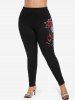 Plus Size Rose Flower Heart Pendant Ribbons 3D Print Leggings -  