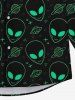 Gothic Turn-down Collar Alien UFO Planet Print Buttons Shirt For Men -  