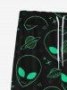 Pantalon de Survêtement avec Cordon de Serrage à Imprimé UFO et Etoiles pour Hommes Style Gothique - Noir 8XL