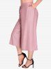 Plus Size Lace Up Pockets Culotte Pants -  