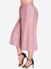 Plus Size Lace Up Pockets Culotte Pants -  