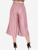 Plus Size Lace Up Pockets Culotte Pants -  