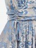 Plus Size Floral Flocking Ruched Cinched Ruffles Asymmetrical Tank Top -  