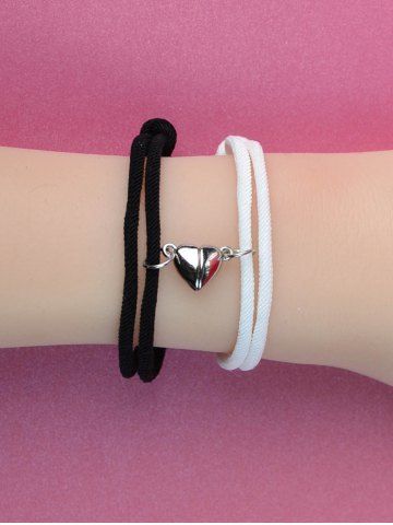 Bracelet Tressé en Forme de Cœur Magnétique Corde Tressée Saint-Valentin