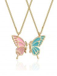 Valentines Lover's Butterfly Pendant Couple Necklace -  