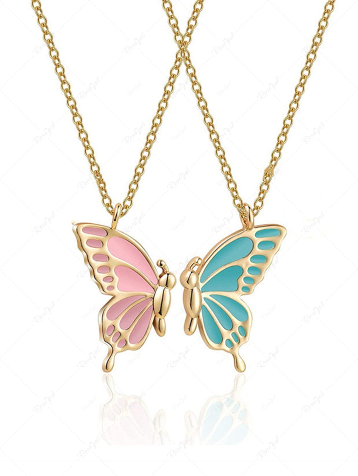 Store Valentines Lover's Butterfly Pendant Couple Necklace  
