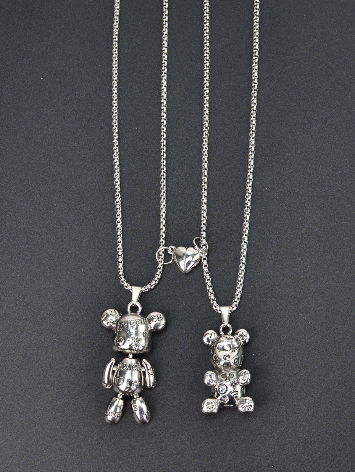 Shops Valentines Lover's Violent Bear Pendant Couple Necklace  