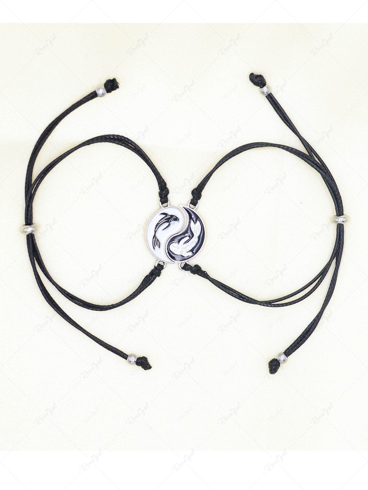 Store Valentines Fashion Black and White Tai Chi Fish Rope Couple Bracelet  
