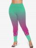 Plus Size Glitter Paint Drop Sequins Print Ombre Skinny Leggings -  