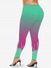 Plus Size Glitter Paint Drop Sequins Print Ombre Skinny Leggings -  