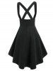 Mock Button Crossover High-low Suspender Skirt -  