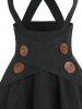 Mock Button Crossover High-low Suspender Skirt -  