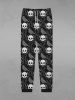 Pantalon de Survêtement avec Cordon de Serrage à Imprimé Crâne Fleurs et Oiseau Style Gothique pour Hommes - Noir 4XL